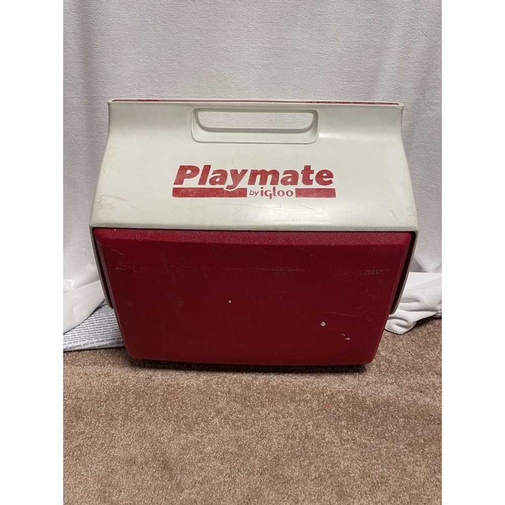 Vintage 1980's Igloo Playmate Cooler Red White Ice‎ Chest Nostalgia